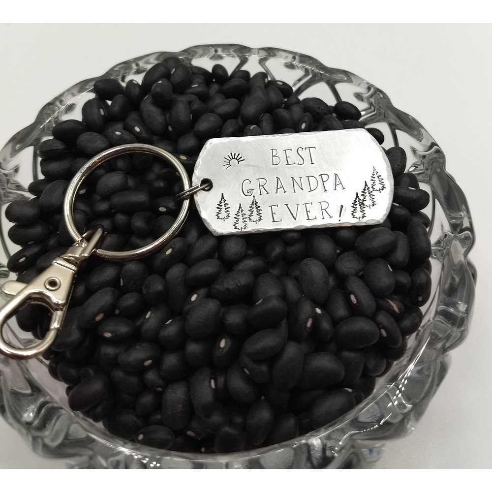 "Best Grandpa Ever!" Hand Stamped‎ Key Chain Great gift idea!